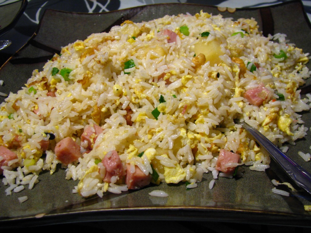 Pineapple fried rice was full of yum. Big chunks of pineapple and… spam